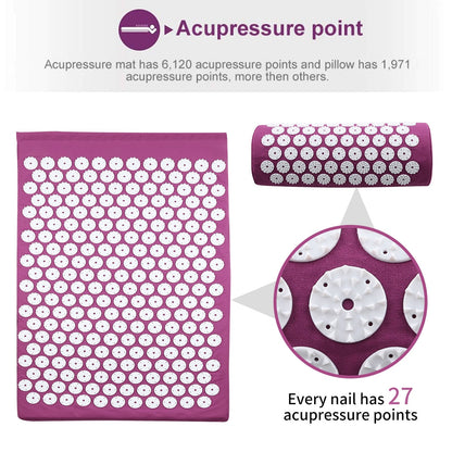 Acupuncture Mat and Neck Pillow - Relieve Stress, Back, Body Pain